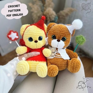 Festive teddy Bear Crochet Pattern, Winnie the Pooh Crochet Pattern, Amigurumi Winnie the Pooh, Amigurumi Teddy Bear, Pattern English