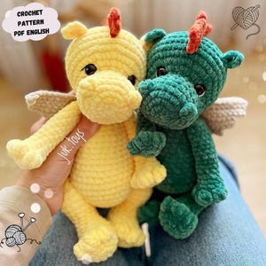 Wzór na szydełko Dino, Wzór na szydełko Dinozaur, Ray the Dino Amigurumi na szydełku, Szydełkowanie Dino Zwierzę, Szydełkowanie Dino Zabawka, Wzór Angielski