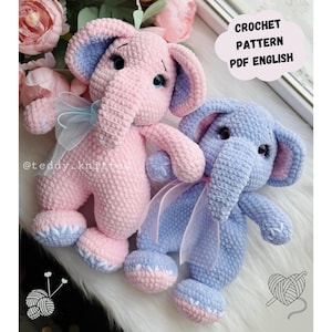 Elephant Crochet Pattern, Amigurumi Elephant ,Elephant Crochet Toy, Pattern Amigurumi Elephant pdf, Pattern In English