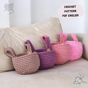 Baskets Crochet Pattern, Hanging baskets Crochet Pattern, 3 Sizes Included, PDF Digital Download, Perfect for Gifting, Pattern in English