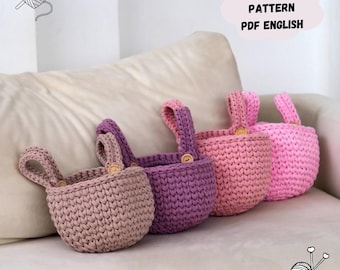 Hanging Baskets Crochet Pattern: 3 Sizes (PDF Pattern English)