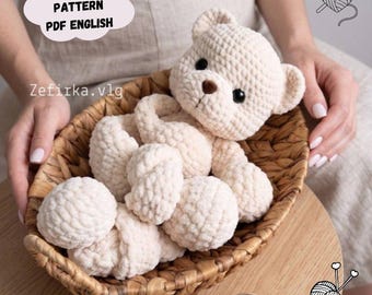 Modèle de crochet d'ours en peluche : Peluche Amigurumi facile à réaliser (Modèle PDF en anglais)