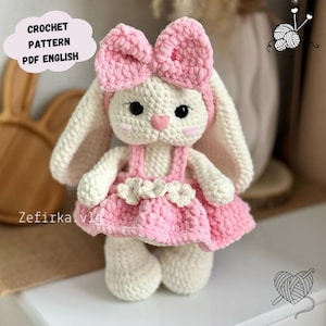 Patrón de ganchillo de conejito: Conejo de peluche amigurumi con ropa (patrón en PDF en inglés)