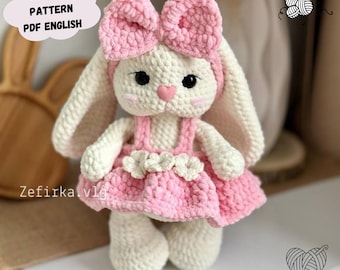 Bunny Crochet Pattern: Plush Rabbit Amigurumi Toy with Clothes (PDF Pattern English)