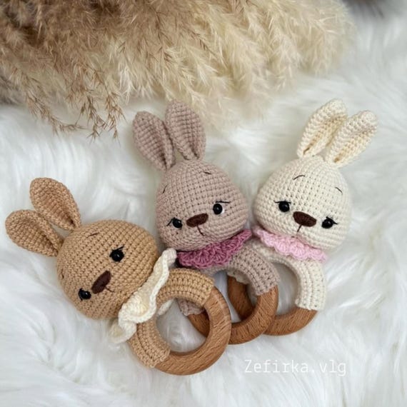 4 in 1 Rattles Fox, Deer, Bear, Rabbit Crochet Pattern Toy (PDF