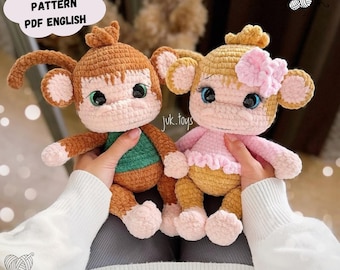 Haakpatroon aap: gevuld amigurumi-speelgoed (pdf-patroon Engels)