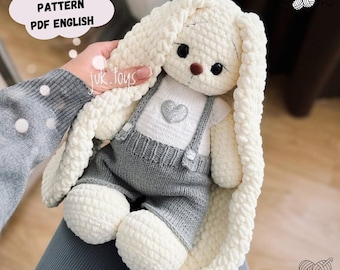 Bunny Bonya Crochet Pattern with Clothes: Amigurumi Plush Toy Rabbit (PDF Pattern English)