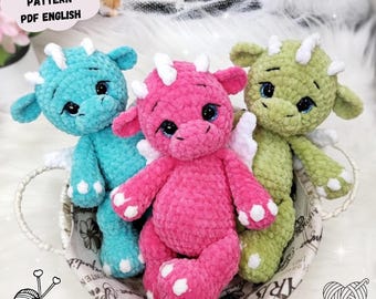 Dragon Crochet Pattern: Baby Plush Amigurumi Toy (PDF Pattern English)