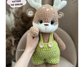 Deer Crochet Pattern: Reindeer Plush Amigurumi Toy (PDF Pattern English)