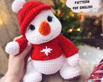 Schema per realizzare un pupazzo di neve amigurumi all'uncinetto: un peluche facile da creare (schema in PDF in inglese)