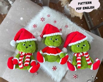 Wzór szydełkowy Grincha: pluszowa zabawka amigurumi (wzór w formacie PDF w języku angielskim)