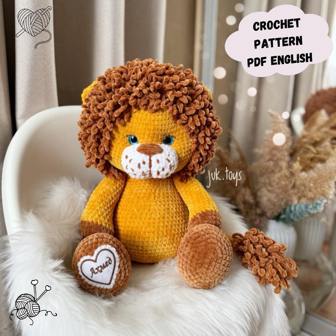 Lion Amigurumi Crochet Pattern: 50 Cm Plush Animal Toy (PDF Pattern ...