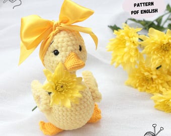 Duck Crochet Pattern, Yellow Duckling Easy Plush Amigurumi Toy Animal (PDF Pattern English)