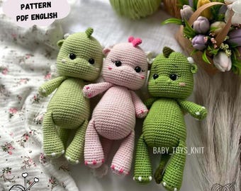 Patrón de dragones a crochet: Peluche amigurumi fácil de hacer (patrón en PDF en inglés)