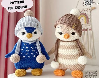 Patrón de pingüino a crochet: Peluche amigurumi (Patrón PDF en inglés)