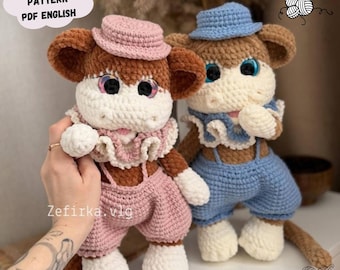 Haakpatroon aap: amigurumi dierenspeelgoed (pdf-patroon Engels)