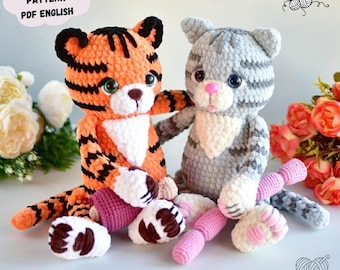 2 in 1 Cat and Tiger Crochet Pattern: Plush Amigurumi Toy (PDF Pattern English)