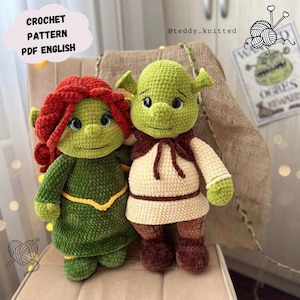 Patrón de ganchillo 2 en 1 de ogro mamá y papá: Peluche amigurumi fácil (patrón en PDF en inglés)