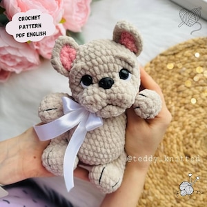 Dog Crochet Pattern, Mini the French Bulldog Crochet Pattern, Mini Bulldog Amigurumi Crochet Pattern, Pattern English