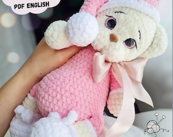 Bär im Pyjama Häkelanleitung: Plüsch Amigurumi Häkelanleitung (PDF Pattern englisch)