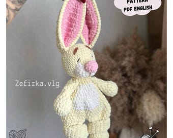 Haakpatroon konijn amigurumi: pluche konijn knuffeldoekje (pdf-patroon Engels)