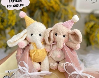 Gebreid patroon olifant: amigurumi knuffel met kleding (pdf-patroon Engels)