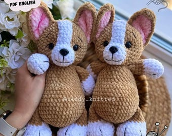 Patrón de ganchillo para perro: Peluche de cachorro Corgi amigurumi (patrón en PDF en inglés)