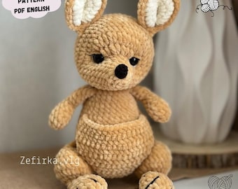 Kangaroo Crochet Pattern: Amigurumi Plush Toy Animal (PDF Pattern English)