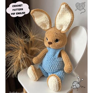 Patrón de conejo a crochet, patrón de conejo amigurumi a crochet, patrón de conejo Patrick a crochet, juguete de conejo a crochet, patrón en inglés