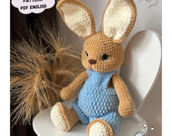 Rabbit Crochet Pattern: Amigurumi Patrick Bunny Toy (PDF Pattern English)