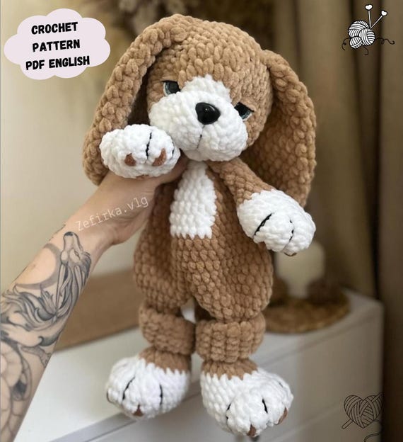 ハンドメイド* ぬいぐるみ*スパニエル*子犬* 子犬のスパニエル犬の編みぐるみパターン：ぬいぐるみのアミグルミ