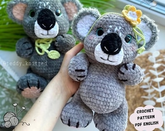 Haakpatroon koala: amigurumi knuffel, niet-gestikt (pdf-patroon Engels)