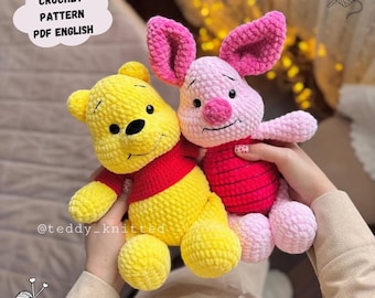 Schema 2 in 1 per realizzare un orsetto di peluche all'uncinetto (modello PDF in inglese)