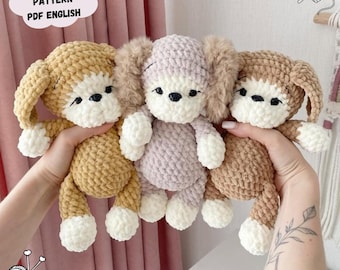 Patrón de crochet para perro: Peluche de cachorros amigurumi (Patrón PDF en inglés)