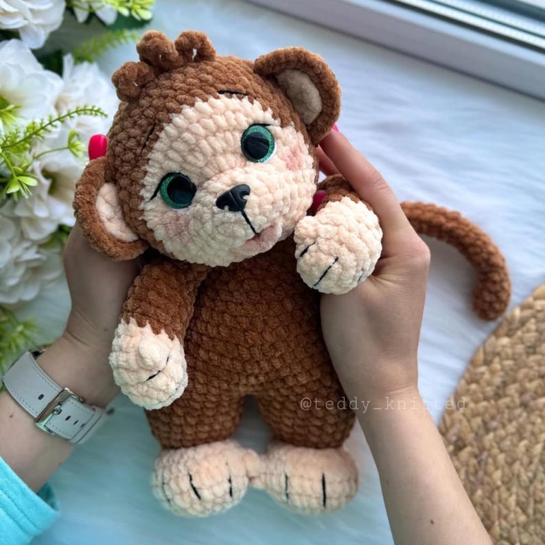 Monkey Crochet Pattern: Stuffed Plush Amigurumi Toy Animal (PDF Pattern ...