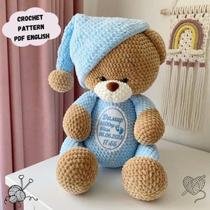 Big Teddy Bear Crochet Pattern, Bear Crochet Pattern, Amigurumi Big Teddy Bear, Big Bear Toy, Pattern In English