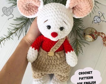 Mouse Crochet Pattern: Rat Amigurumi Plush Toy with Clothes (PDF Pattern English)