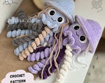 Jellyfish Crochet Pattern: Plush Amigurumi Toy Animal (PDF Pattern English)