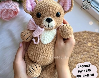 Haakpatroon amigurumi-chihuahuahond: knuffel (Engelstalig pdf-patroon)
