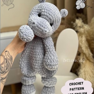 Nilpferd Häkelanleitung: Amigurumi Plüschtier Nilpferd (PDF Anleitung Englisch)