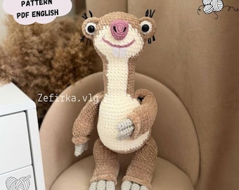 Sid Crochet Pattern: Plush Amigurumi Toy Animal (PDF Pattern English)