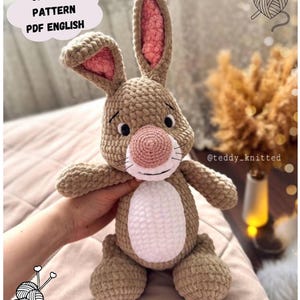 Patrón de conejo a crochet, patrón de conejo amigurumi a crochet, conejo de crochet, juguete de conejo a crochet, patrón en inglés