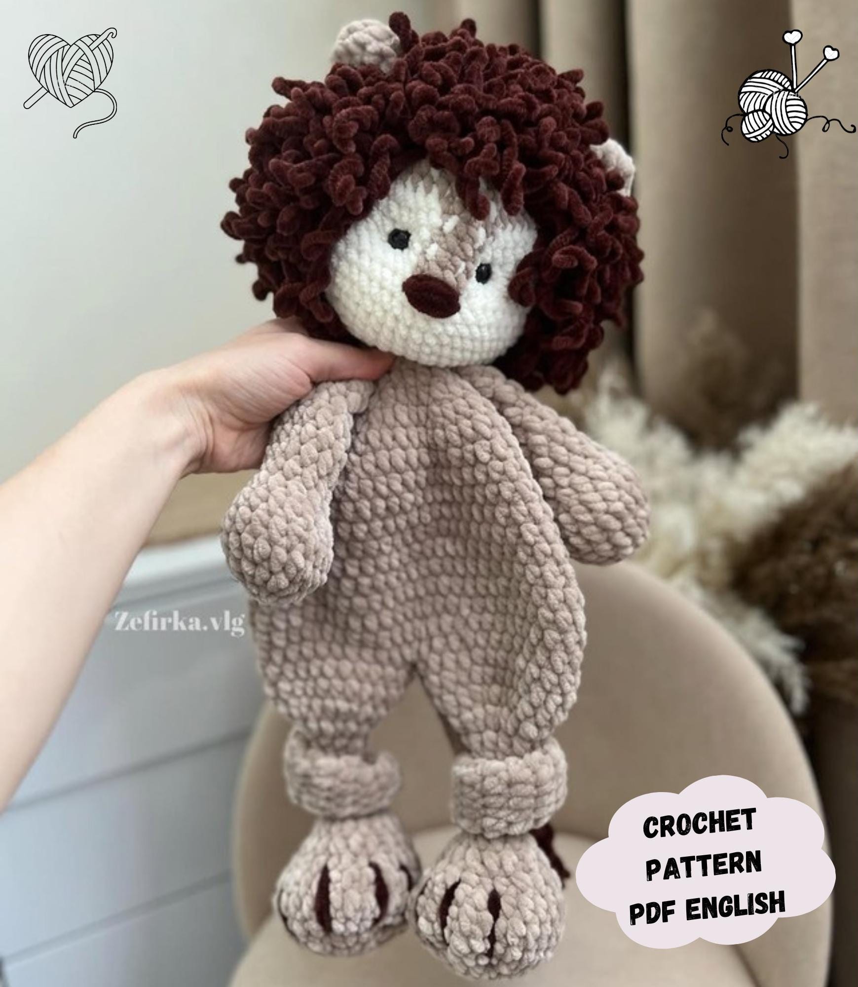 Lion Crochet Pattern: Amigurumi Comforter Toy (PDF Pattern English) - Etsy