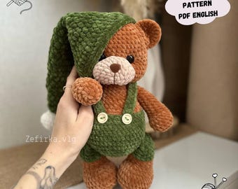 Cream Teddy Bear Crochet Pattern: Amigurumi Toy with Clothing (PDF Pattern English)