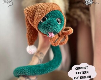 Schlange & Mütze Häkelanleitung: Amigurumi Plüschtier Tier (PDF Anleitung Englisch)