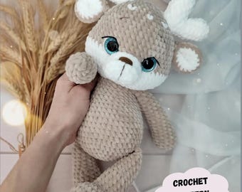 Reindeer Crochet Pattern: Plush Amigurumi Deer Toy Animal (PDF Pattern English)