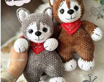 Husky Crochet Pattern: Plush Dog Amigurumi Toy Animal (PDF Pattern English)