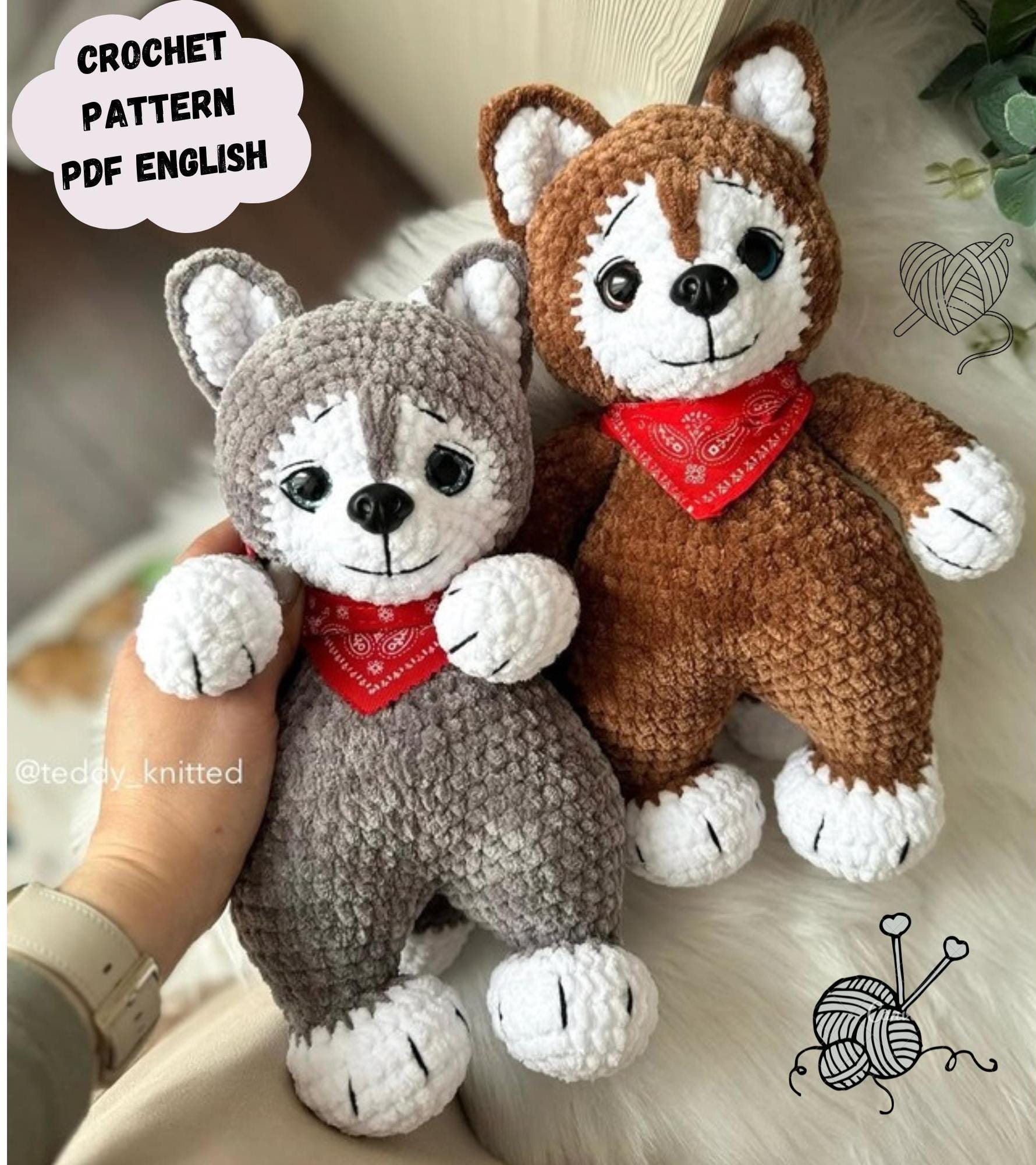 Plush Husky Amigurumi Toy Pattern PDF