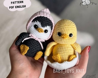 2-in-1 Penguin and Duckling Crochet Pattern: Amigurumi Bird Plush Toy (PDF Pattern English)