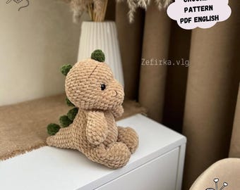 Dino Crochet Pattern: DinoPlyushka, Dinosaur Plush Amigurumi Toy (PDF Pattern English)